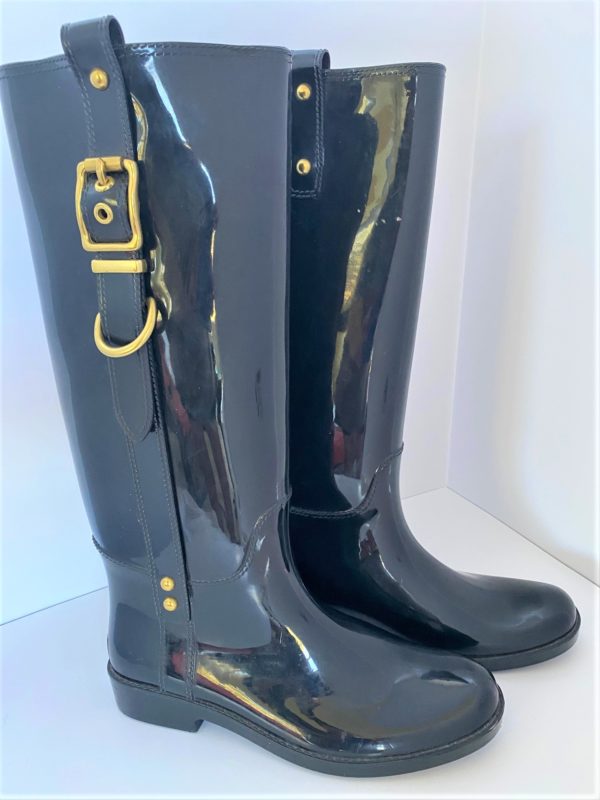 COACH Tasha Black Patent Rain Boots - UGGS-Amore